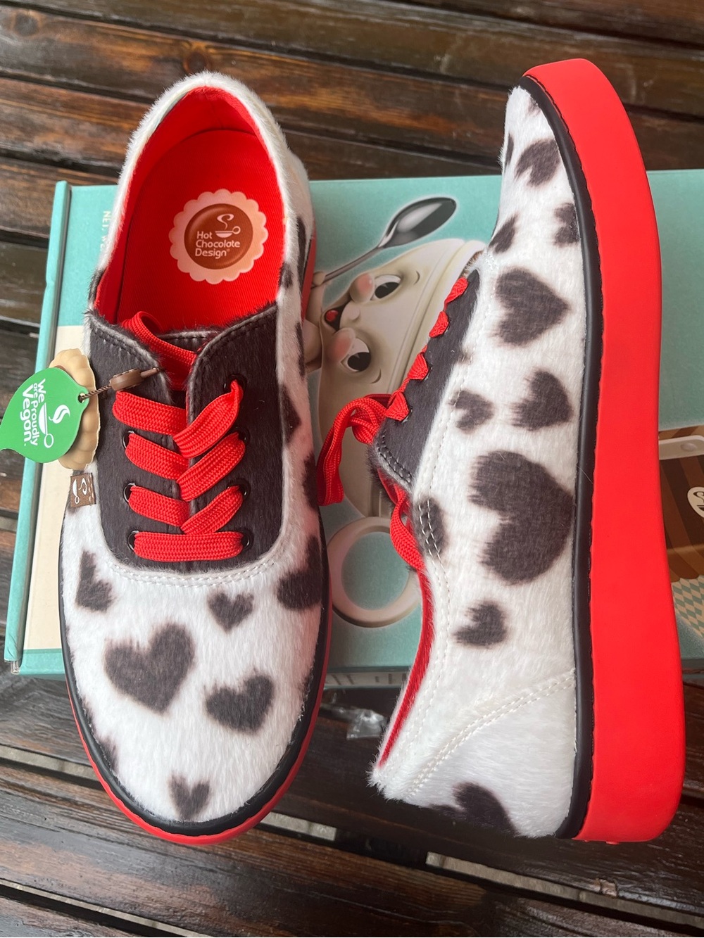 Brand new with tags in box Hot Chocolate design polka pup love sneakers - Picture 3 of 13